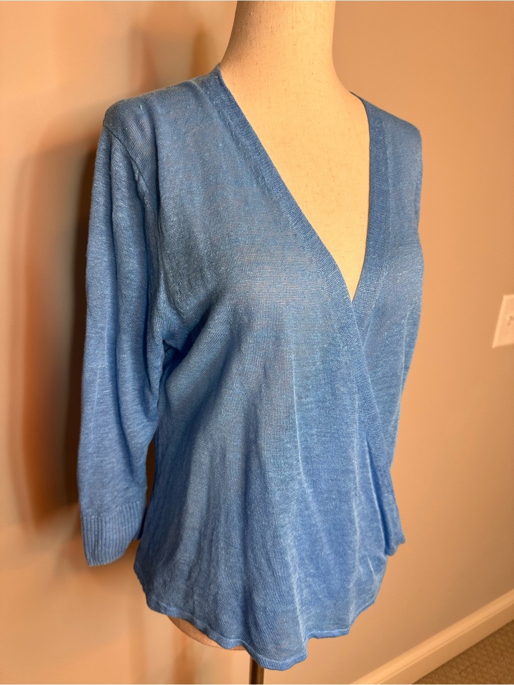 NWT sz PL Nic + Zoe 4 way linen blend convertible cardigan in blue jewel teal - Picture 4 of 12